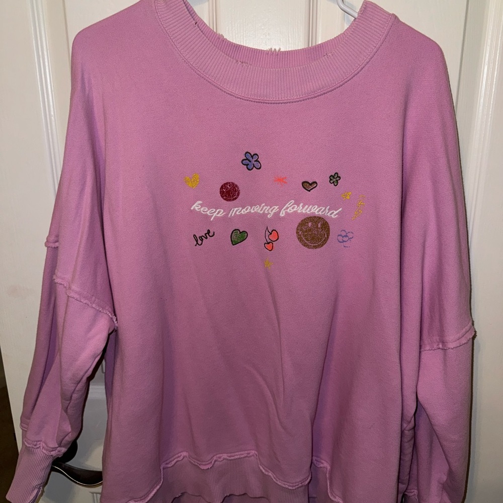 Aerie distressed oversized crew neck